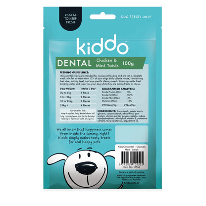 Kazoo KIDDO Dog Dental Treat Chicken and Mint 10 Pack Small - Woonona Petfoods