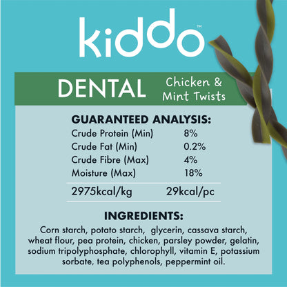 Kazoo KIDDO Dog Dental Treat Chicken and Mint 10 Pack Small - Woonona Petfoods
