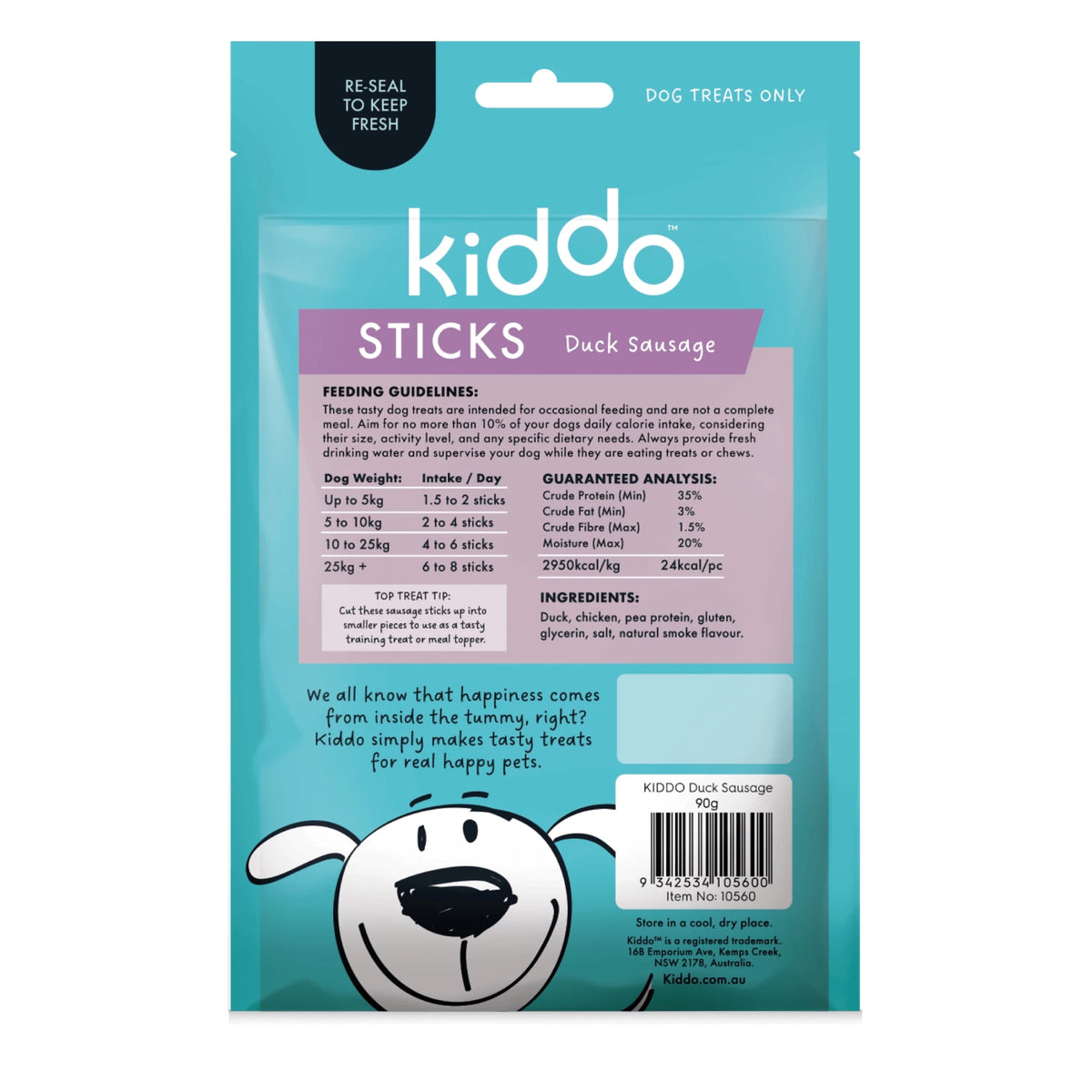Kazoo KIDDO Dog Treat Duck Sausage 90g - Woonona Petfoods