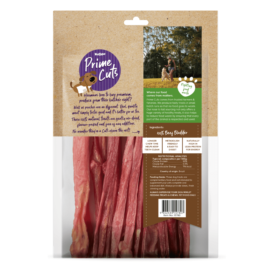 Kazoo Prime Cuts Beef Bladder Sticks 20cm 8 Pack - Woonona Petfoods