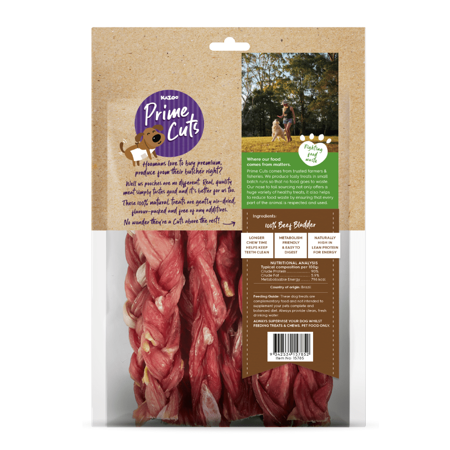 Kazoo Prime Cuts Braided Beef Sticks 20cm 6 Pack - Woonona Petfoods