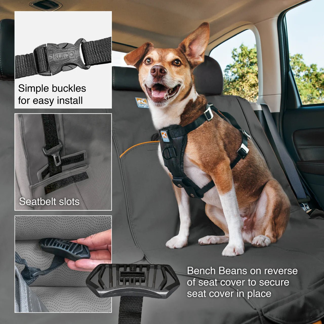 Kurgo Wander Bench Seat Cover Black - Woonona Petfoods