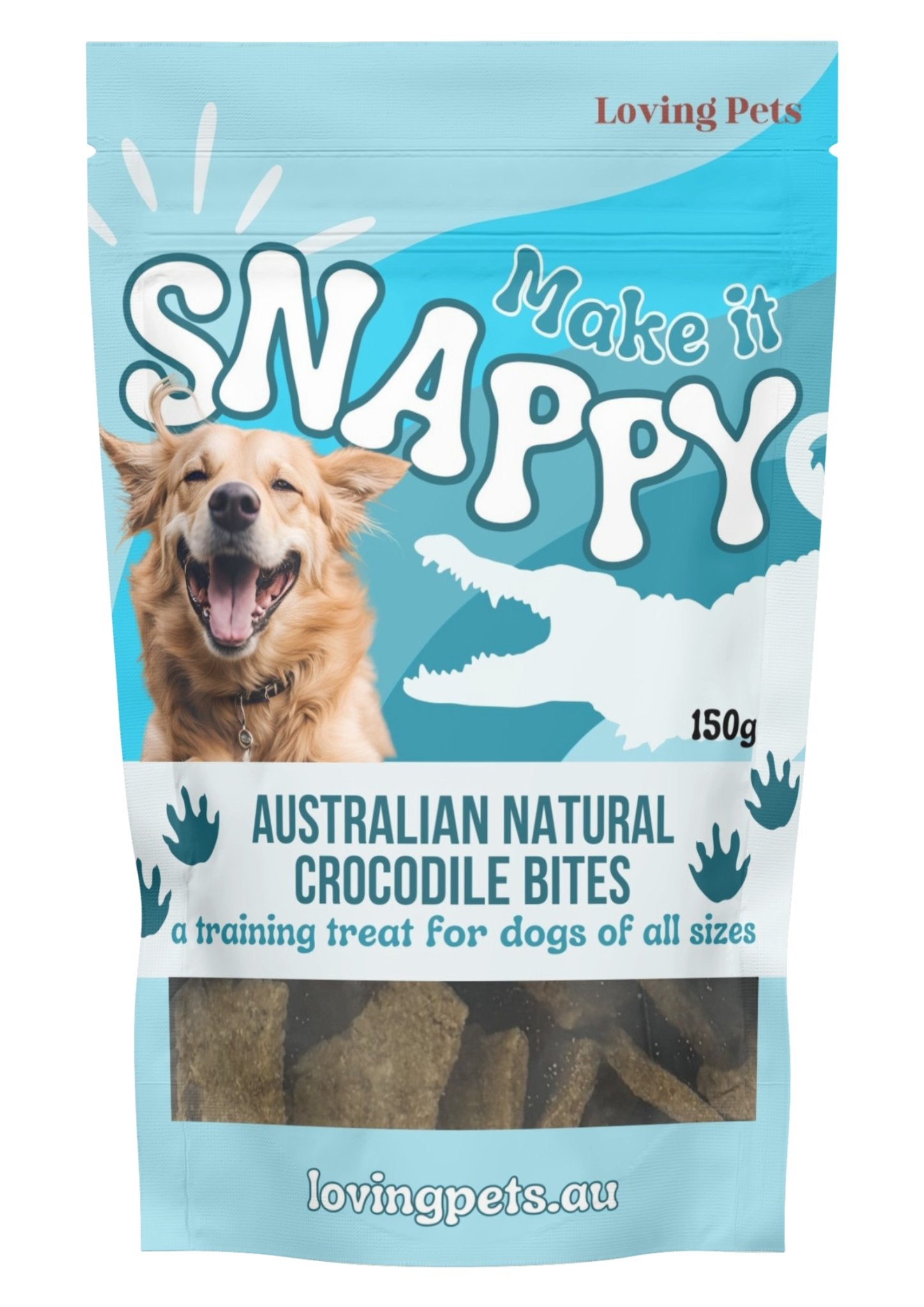 Loving Pets Australian Natural Dog Treats Crocodile Bites 150g - Woonona Petfood & Produce