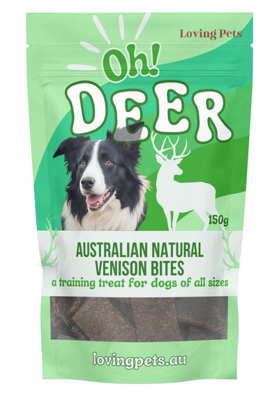 Loving Pets Australian Natural Dog Treats Venison Bites 150g - Woonona Petfood & Produce