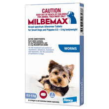 Milbemax Dog Small 0kg to 5kg 2 Tablets - Woonona Petfoods