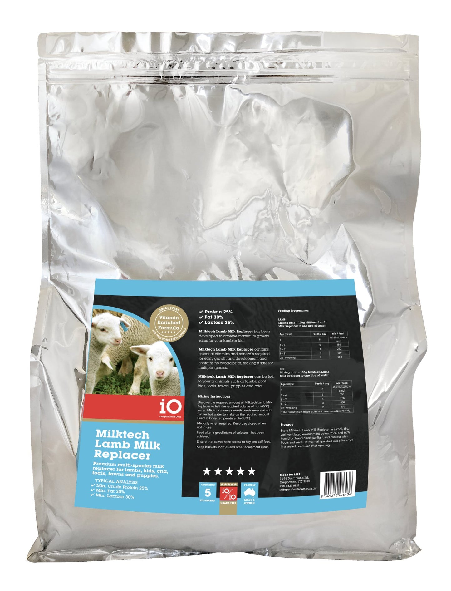 Milk Tech IO Lamb and Kid 5kg - Woonona Petfood & Produce