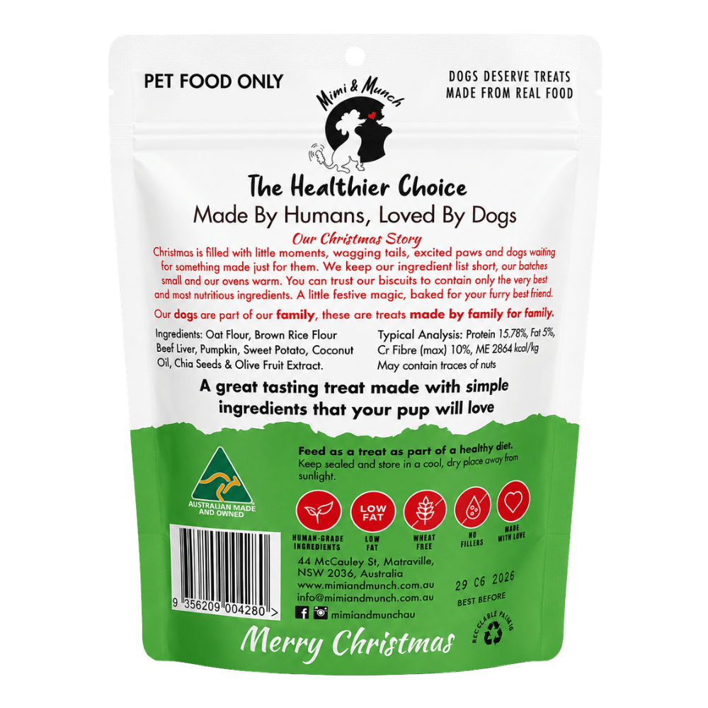 Mimi & Munch Christmas Lunch Beef Pumpkin & Sweet Potato Stocking Stuffer - Woonona Petfoods