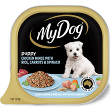 My Dog Puppy Chicken Mince with Rice,Carrots& Spinach 6x100g - Woonona Petfoods