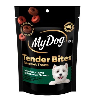 My Dog Tender Bites Lamb and Barbecue Flavour 100g - Woonona Petfood & Produce