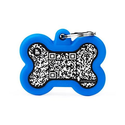 My Family Pet Tag QR Code Hush Tag Bone Black - Woonona Petfood & Produce