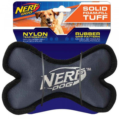 Nerf Tuff Rubber Nylon Plush Bone Green/Grey18cm - Woonona Petfoods