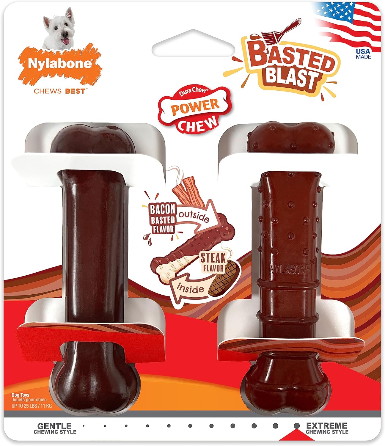 Nylabone Power Basted Bone Steak/Bacon Flavour - Woonona Petfoods
