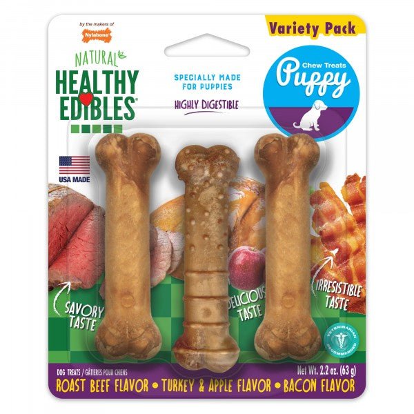 Nylabone Puppy Edibles Variety 3 Pack Petite 63g - Woonona Petfoods