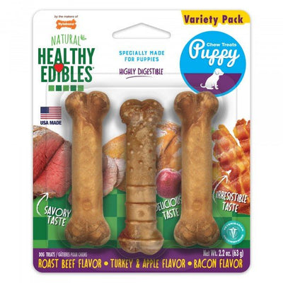 Nylabone Puppy Edibles Variety 3 Pack Petite 63g - Woonona Petfoods