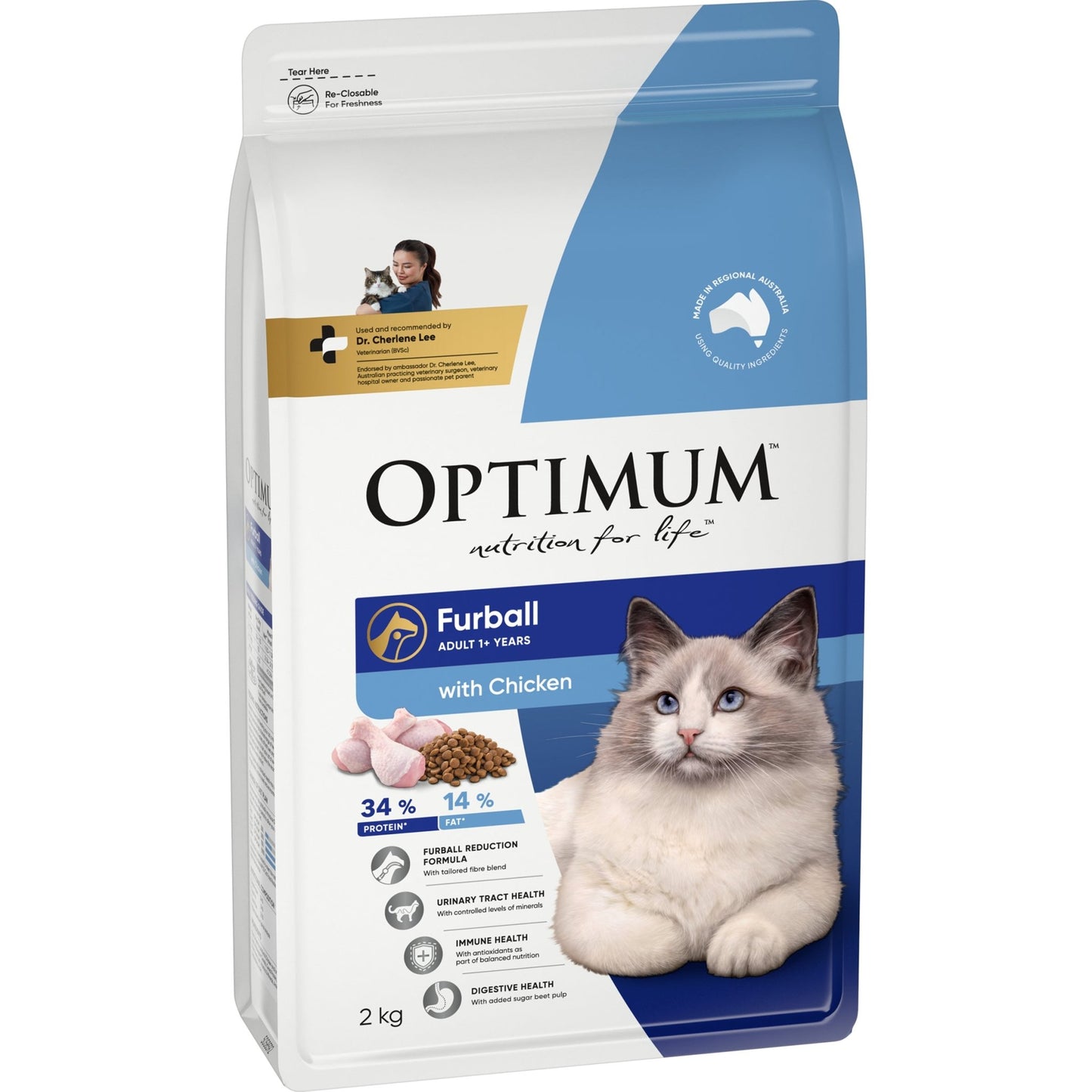 Optimum Dry Cat Food Furball Chicken - Woonona Petfood & Produce