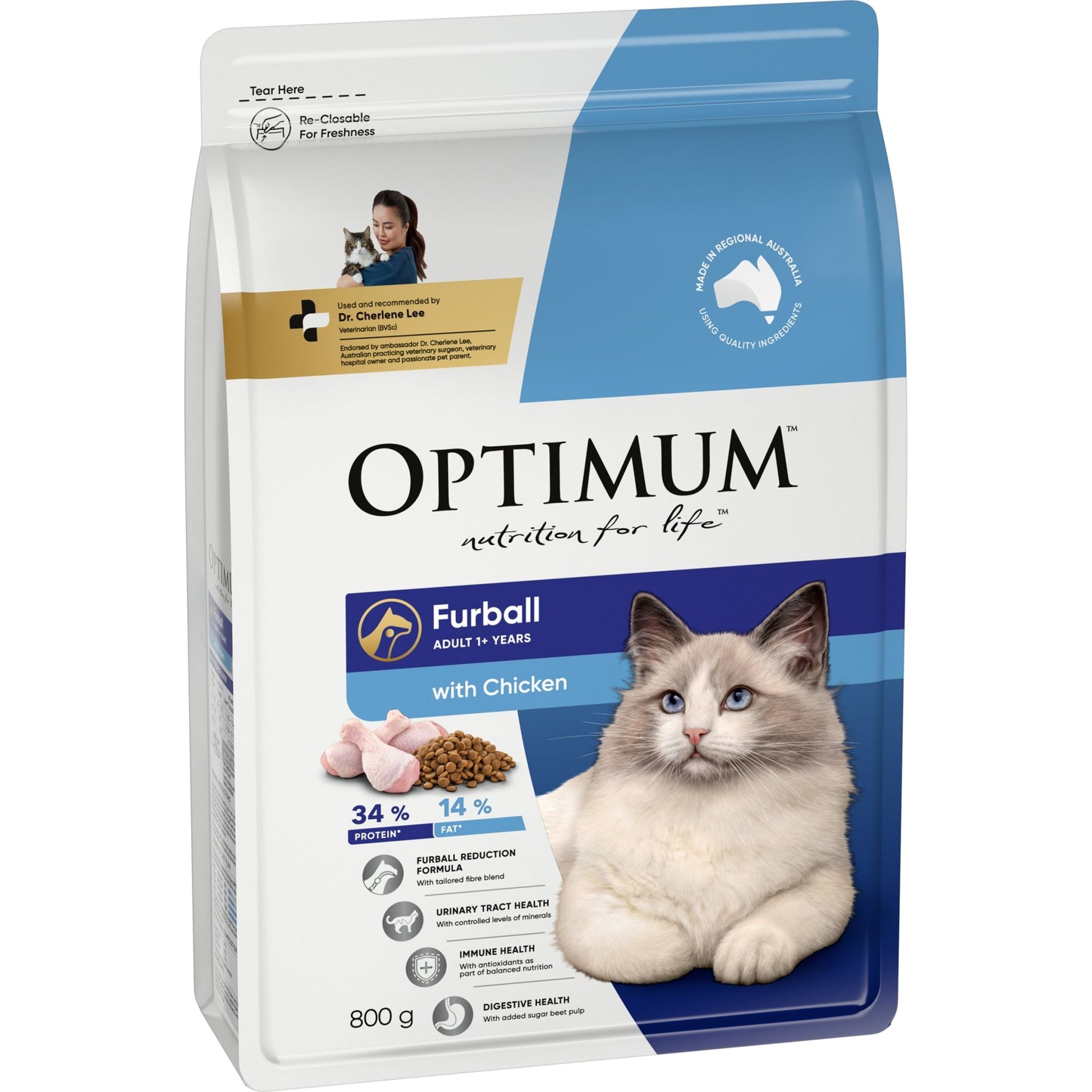 Optimum Dry Cat Food Furball Chicken - Woonona Petfood & Produce