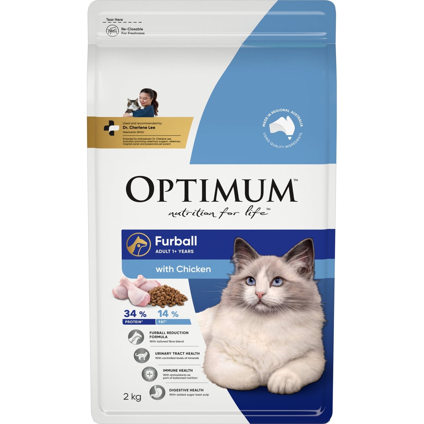 Optimum Dry Cat Food Furball Chicken - Woonona Petfood & Produce