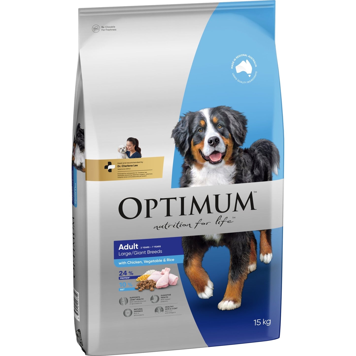 Optimum Dry Dog Food Adult Large Breed Chicken Rice and Vegetables 15kg - Woonona Petfood & Produce