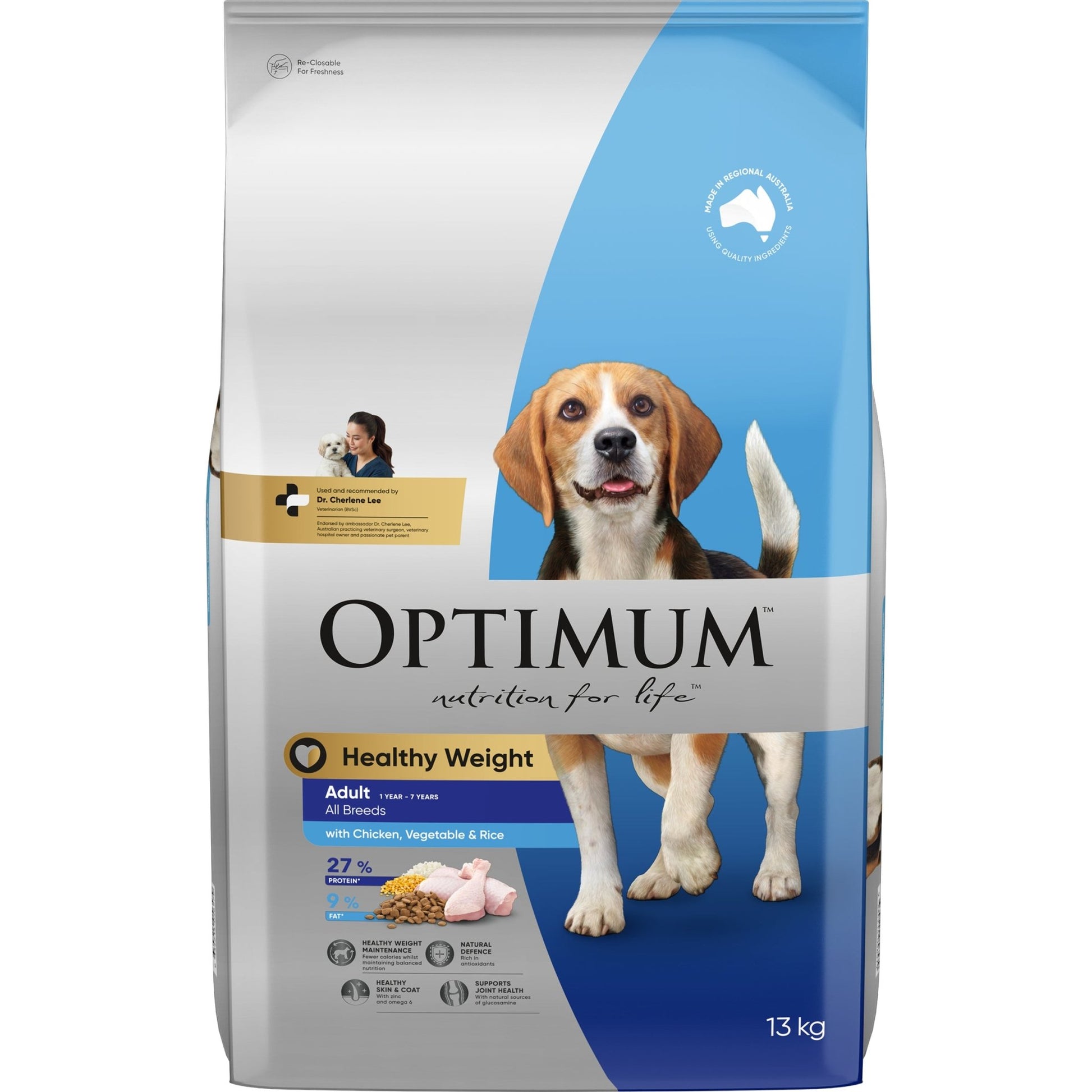 Optimum Dry Dog Food Healthy Weight Chicken, Rice and Vegetables 13kg - Woonona Petfood & Produce