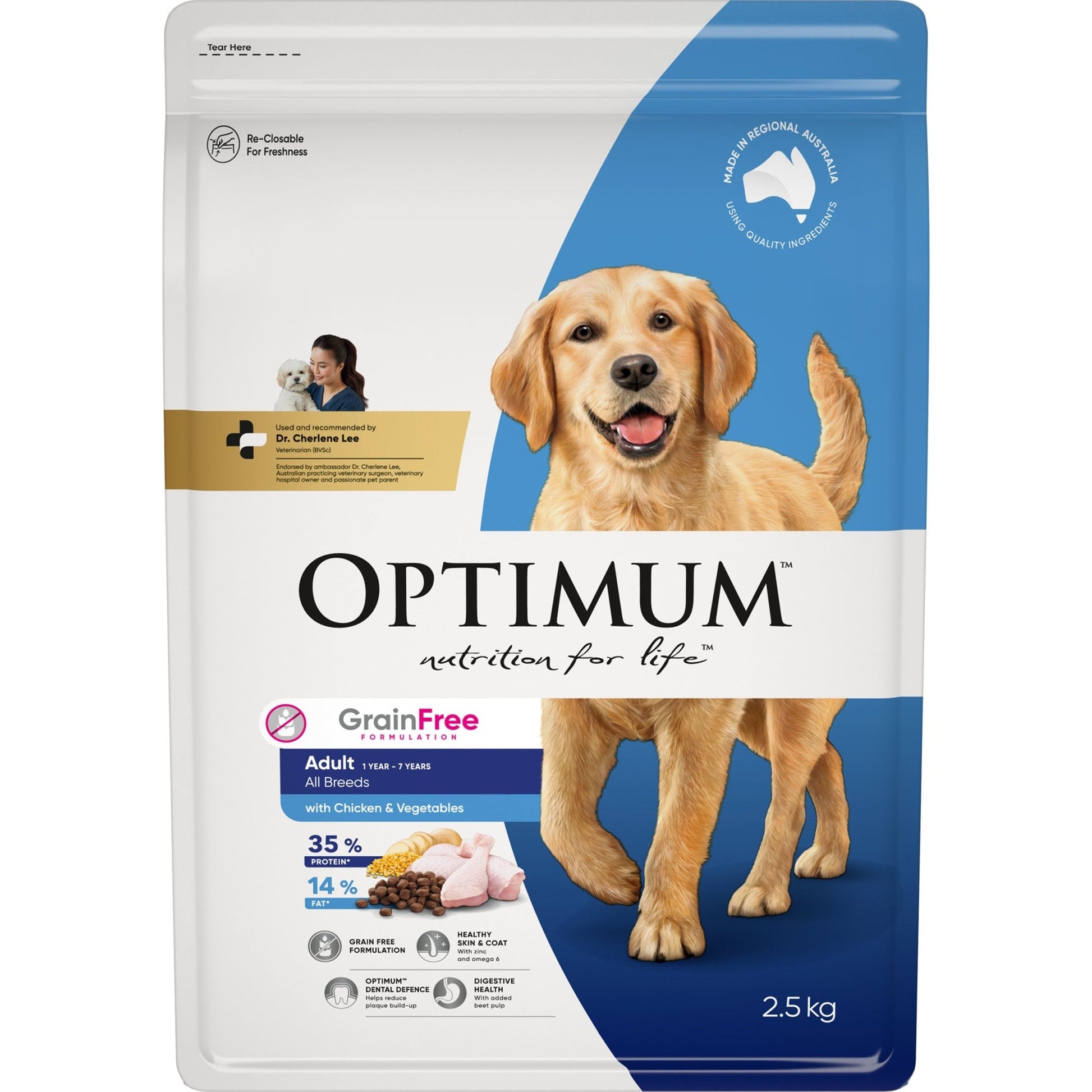 Optimum Grain Free Dry Dog Food Chicken and Vegetables 2.5kg - Woonona Petfood & Produce