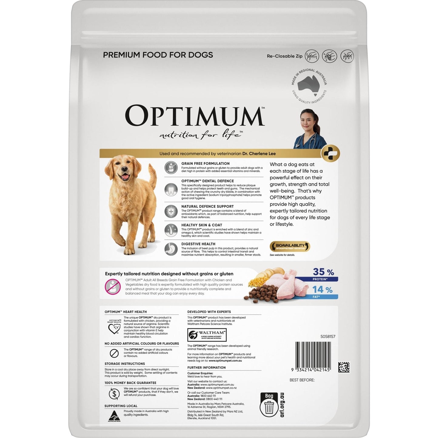 Optimum Grain Free Dry Dog Food Chicken and Vegetables 2.5kg - Woonona Petfood & Produce