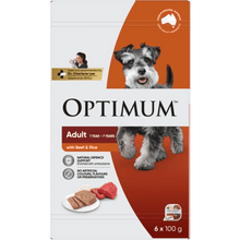 Optimum Wet Dog Food Beef and Rice 6x100g - Woonona Petfoods