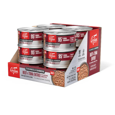 ORIJEN Chunks and Shreds Beef & Tuna Entree in Bone Broth 12 x 85g