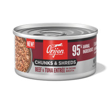 ORIJEN Chunks and Shreds Beef & Tuna Entree in Bone Broth 12 x 85g - Woonona Petfoods