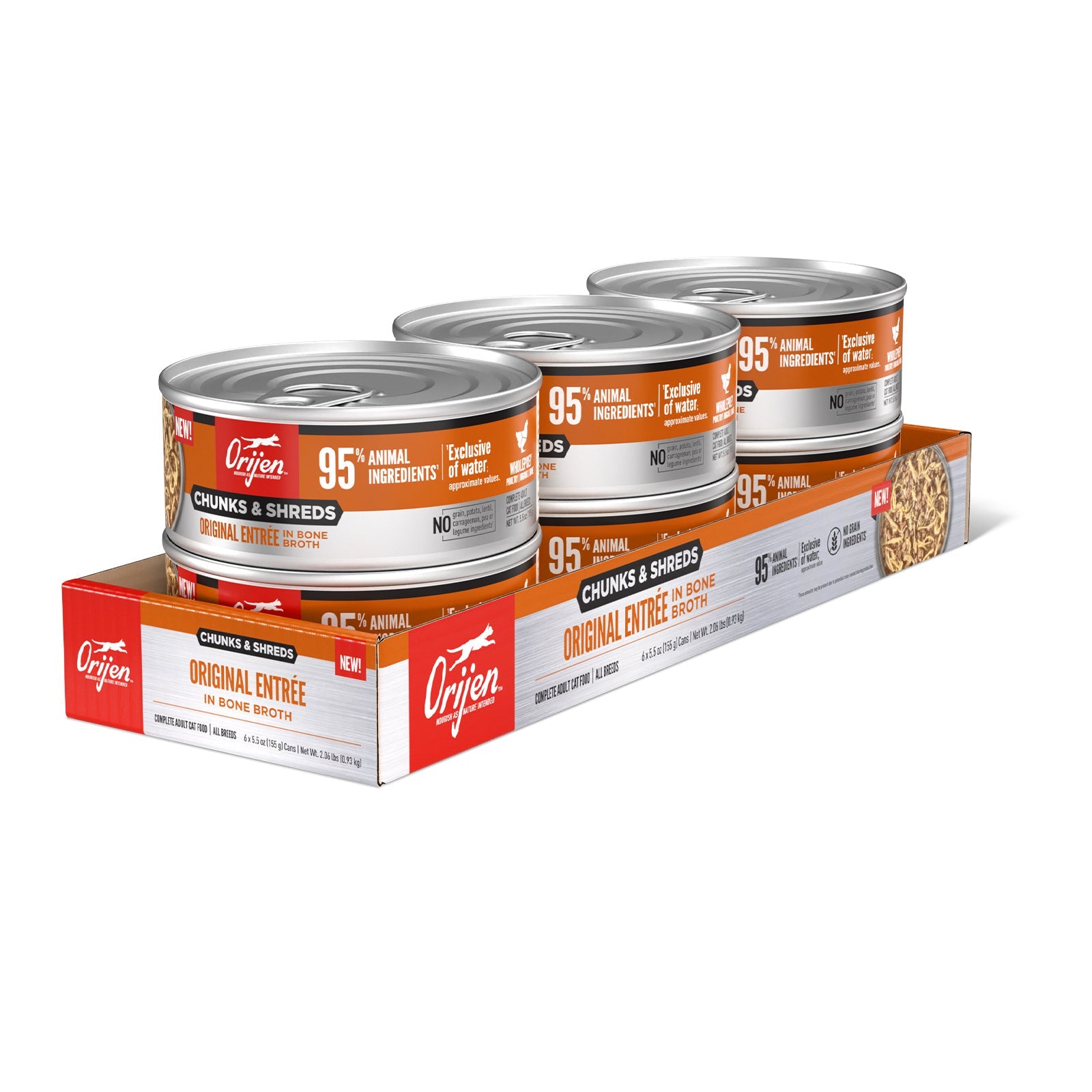 ORIJEN Original Chunks and Shreds Entree in Bone Broth 6 x 155g - Woonona Petfoods