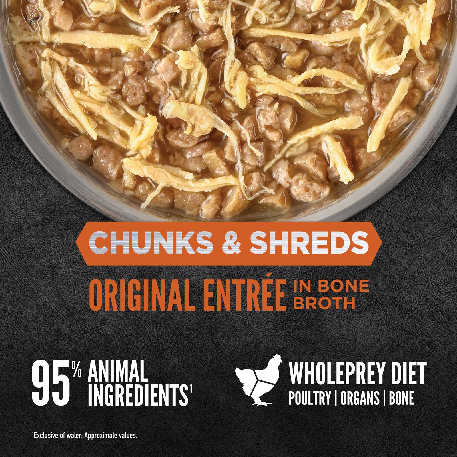 ORIJEN Original Chunks and Shreds Entree in Bone Broth 6 x 155g - Woonona Petfoods