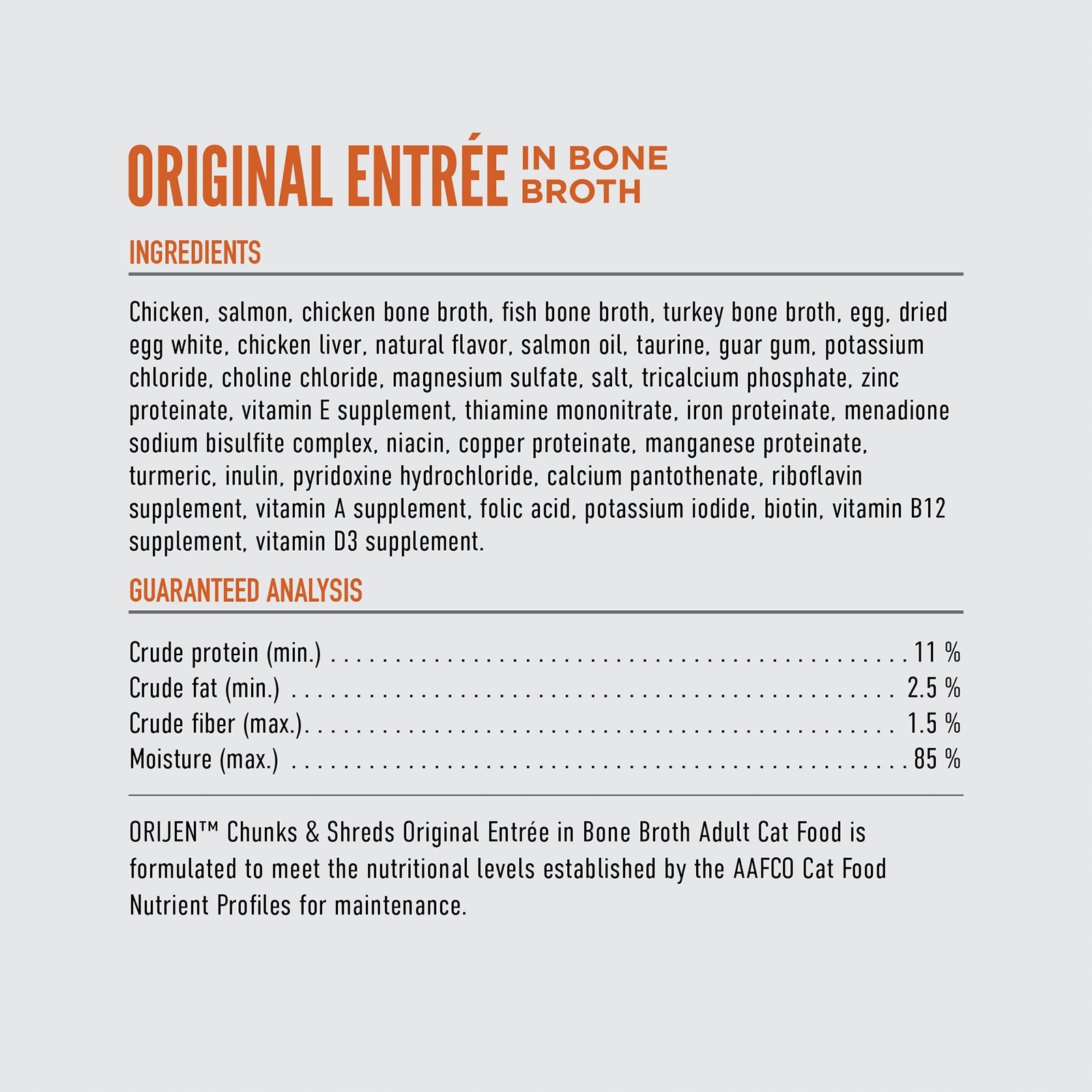 ORIJEN Original Chunks and Shreds Entree in Bone Broth 6 x 155g - Woonona Petfoods