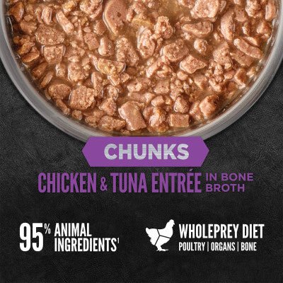 ORIJEN Original Chunks and Shreds Kitten Chicken & Tuna Entree in Bone Broth 6 x 155g - Woonona Petfoods