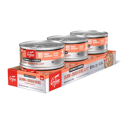 ORIJEN Original Chunks and Shreds Salmon & Chicken Entree in Bone Broth 6 x 155g - Woonona Petfoods