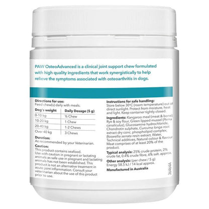Paw OsteoAdvanced Chews 300g 60 Chews - Woonona Petfoods