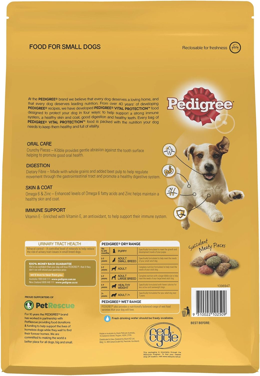 Pedigree Dry Dog Food Small Breed Beef & Vege 2.5kg - Woonona Petfood & Produce