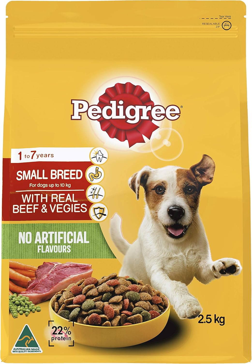 Pedigree Dry Dog Food Small Breed Beef & Vege 2.5kg - Woonona Petfood & Produce