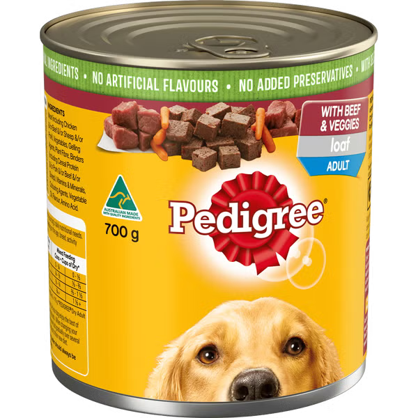Pedigree Wet Dog Food Can Beef and Vegetable Loaf 700g