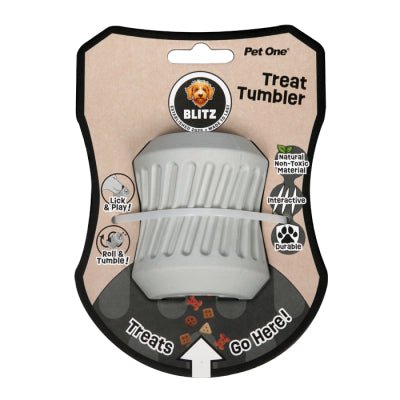 Pet One Dog Toy Blitz Rubber Treat Tumbler Grey