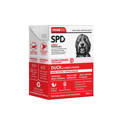 Prime 100 SPD Slow Cooked Duck and Sweet Potato 354g - Woonona Petfood & Produce