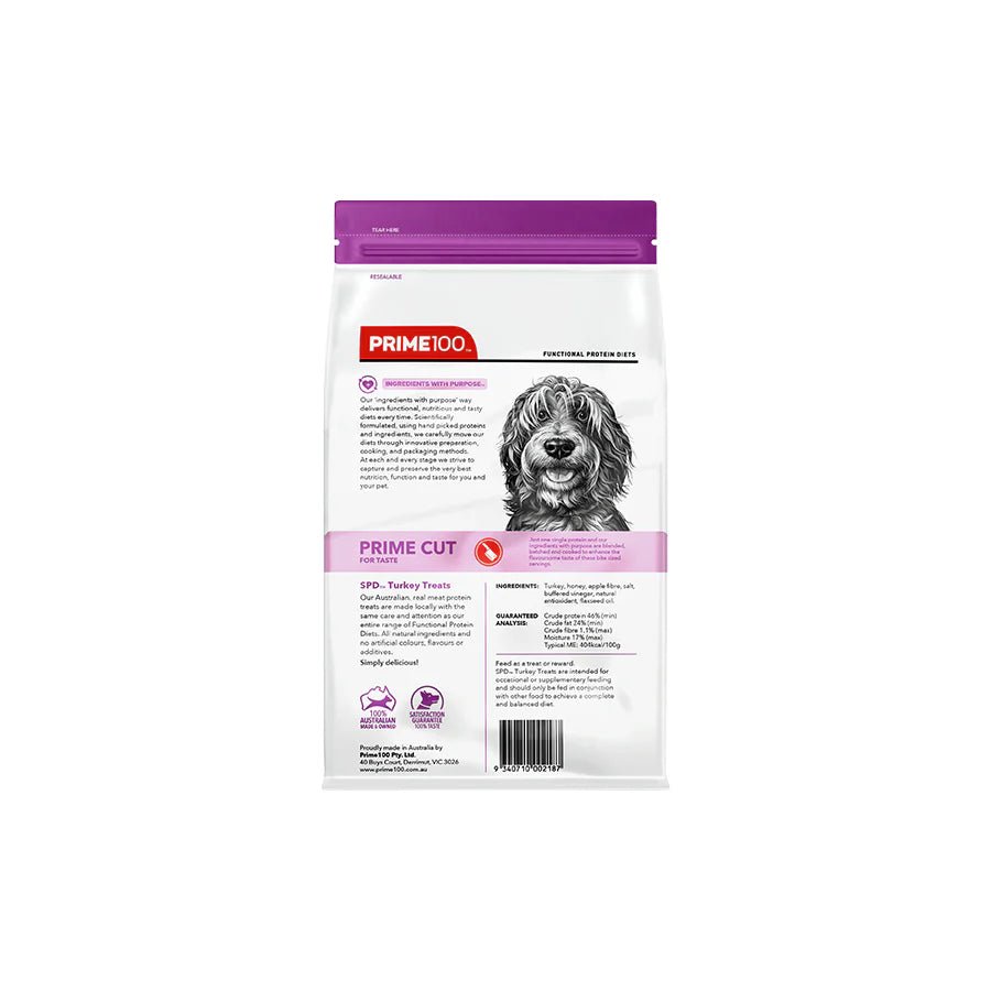 Prime SPD Turkey Treats for Dogs 100g - Woonona Petfoods