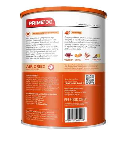 Prime100 SPD Air Dried Venison and Sweet Potato - Woonona Petfoods