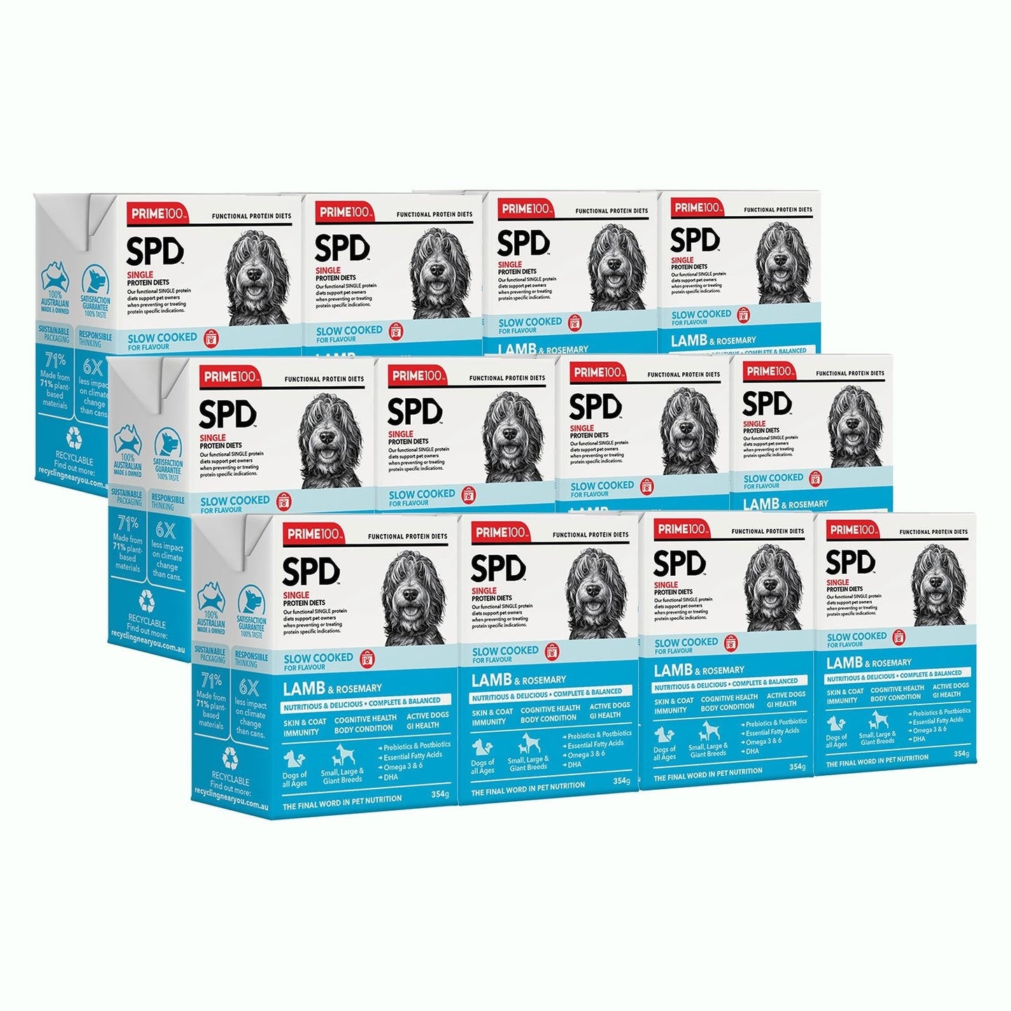 Prime100 SPD Slow Cooked Lamb and Rosemary 354g - Woonona Petfoods