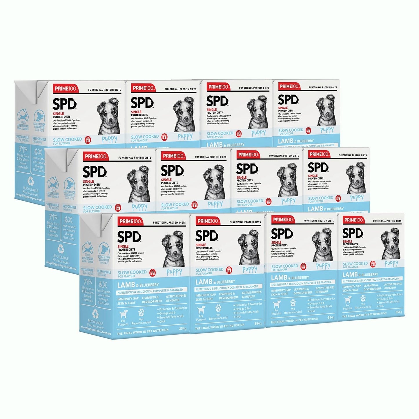 Prime100 SPD Slow Cooked Puppy Lamb, Apple and Blueberry 354g - Woonona Petfoods