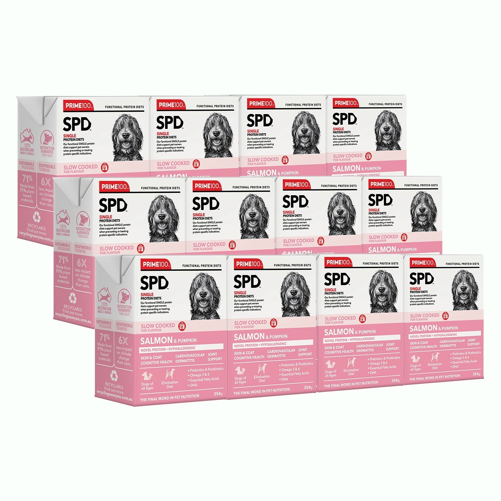 Prime100 SPD Slow Cooked Salmon and Pumpkin 354g - Woonona Petfoods