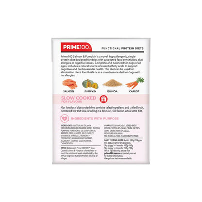 Prime100 SPD Slow Cooked Salmon and Pumpkin 354g - Woonona Petfoods