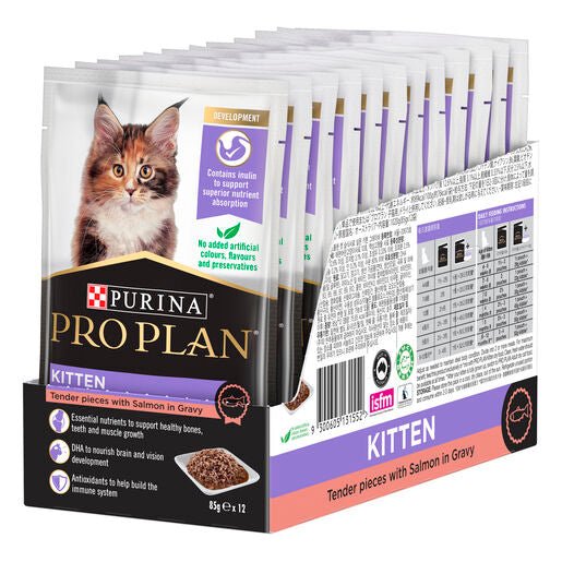 Pro Plan Cat Wet Pouches Kitten Salmon 12x85g - Woonona Petfood & Produce