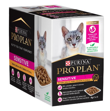 Pro Plan Cat Wet Pouches Sensitive Chicken 12x85g - Woonona Petfood & Produce