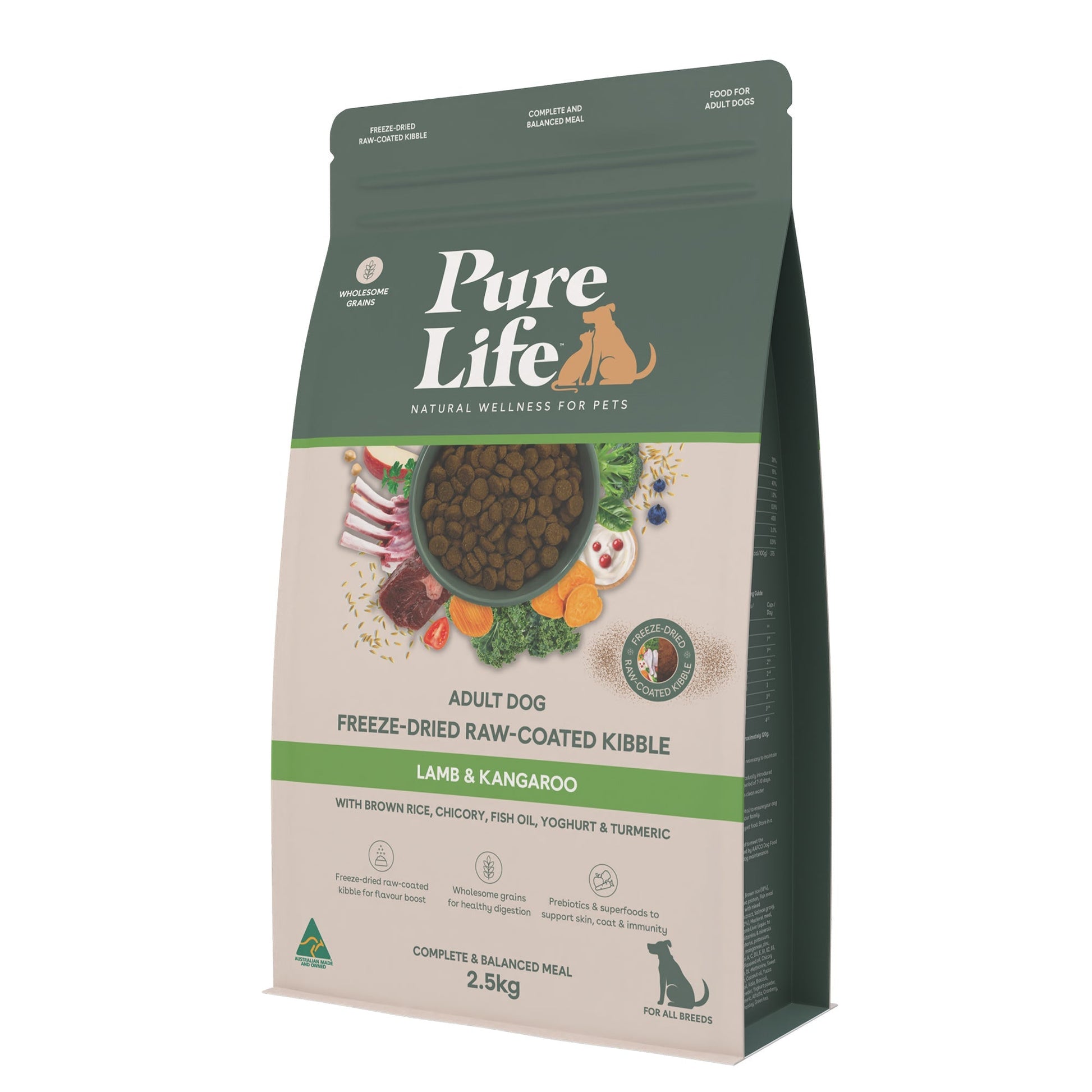 Pure Life Freeze Dried Raw Coated Adult Dog Food Lamb & Kangaroo - Woonona Petfoods