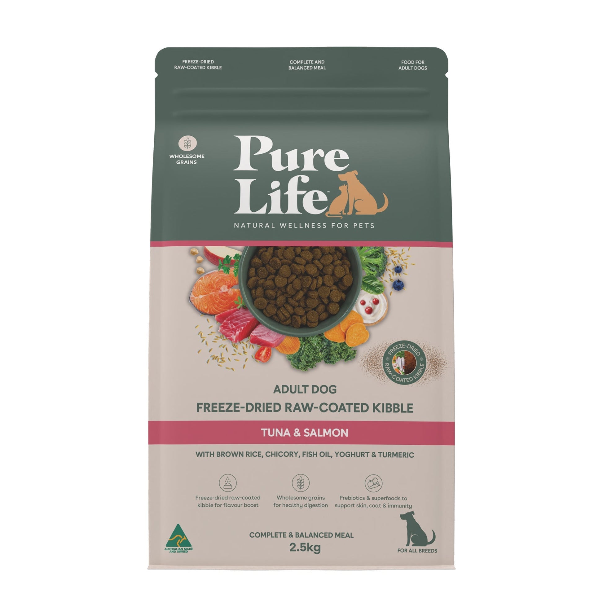 Pure Life Freeze Dried Raw Coated Adult Dog Food Tuna & Salmon - Woonona Petfoods