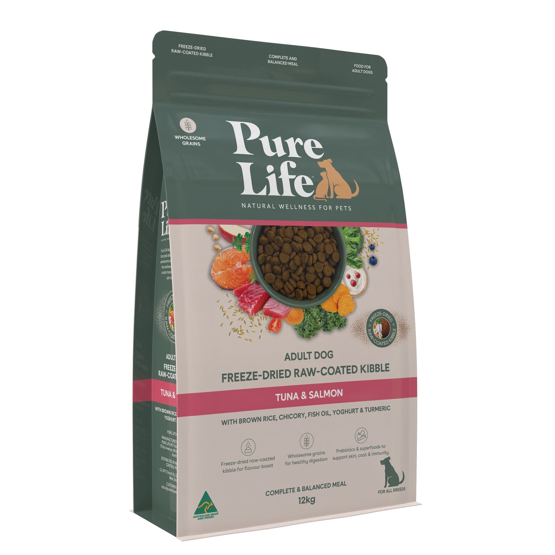 Pure Life Freeze Dried Raw Coated Adult Dog Food Tuna & Salmon - Woonona Petfoods